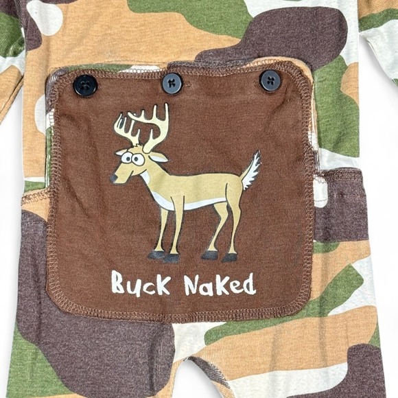 Lazy One Buck Naked Camo Deer Flapjack Long Johns Pajamas Toddler 2T Alaska PJs - Picture 5 of 8